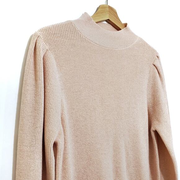 WHBM | Metallic Sparkle Mock Turtleneck Balloon Sleeve Sweater - Picture 2 of 10
